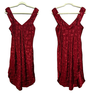 Private Luxuries Women's Red Cherub Angel Jacquard Print Slip Dress Size Medium